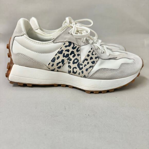 New Balance 327 Off White Moonbeam Leopard Beige Cream Suede Women's Size 9 - Picture 10 of 16